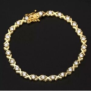 White CZ XOXO Gold Tennis Bracelet
